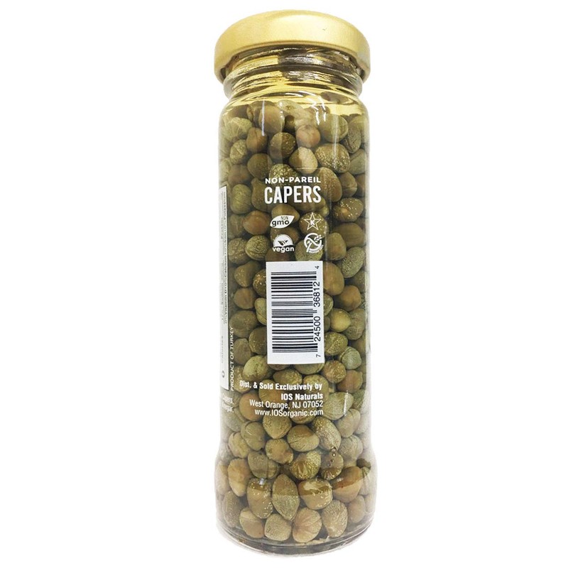 IOS Natural Non-Pareil Capers in Sea Salt, Vegan, Non-GMO, Kosher