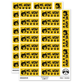 Me-Wow Meow Cat Teacher Student School Sticker Pack - Gloss Finish - Large 2.00" Size - Yellow