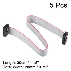 sourcing map IDC 16 Pins Connector Flat Ribbon Cable Female Connector Length 30cm 2.54mm Pitch,5pcs