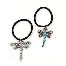 Concho Metal Ponytail Holder Metal Hair Ties Rope Concho Squash Blossom Hair Ring Tie BW34 (C1-Dragonfly)
