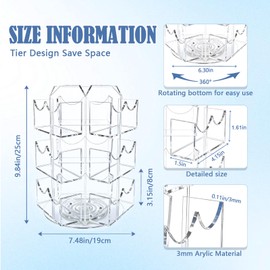 Girouetes Spinning Sticker Display Stand for Vendors, Acrylic Clear 360° Rotating Sticker Card Holder for Retail, No Assembly Required 3 Tier 9 Pockets Business Card Organizer Rack for Tabletop Office Home Desk