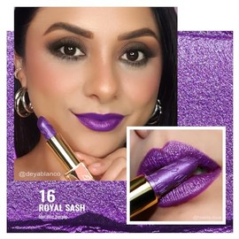 OULAC Lippenstift Metallic Glanz Finish, Violett Glitzer Lippenstift mit Lang Anhaltendem 3D-Glanz, Intensive Farbe, Cremige und Feuchthaltende Formel, Vegan, 4.3g, (16) Royal Sash