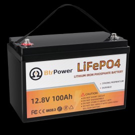 Btrpower Marine Lithium Battery LiFePO4 12V 100Ah 50Ah 140Ah Deep Cycle for Solar RV - 100 Ah