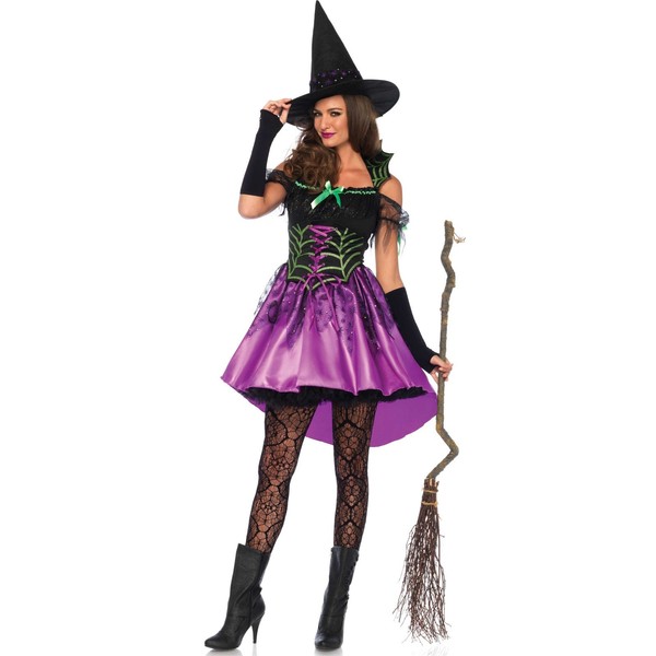 LEG AVENUE 85606 2 teilig Spiderweb Witch Set, Damen Karneval Kostüm Fasching, L, Mehrfarbig