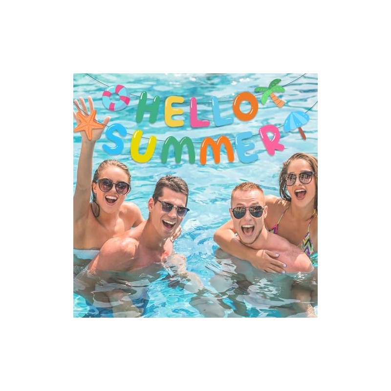 Cartel de "Hello Summer", decoraciones de fiesta de verano