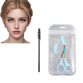 Eyebrow Scissors, Non-Slip Eyebrow Scissors with Comb and Brush, Eyebrow Trimmer Scissor, Eyebrow Trimmer for Women, Eye Brow Razors Eyebrow Cutter Eye Brow Shaper Trimming Scissor Makeup Tool (Blue)