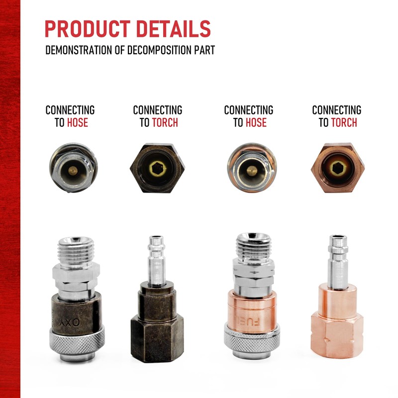 RX WELD Oxy-Fuel Quick Connect Torch To Hose Fittings, Cutting