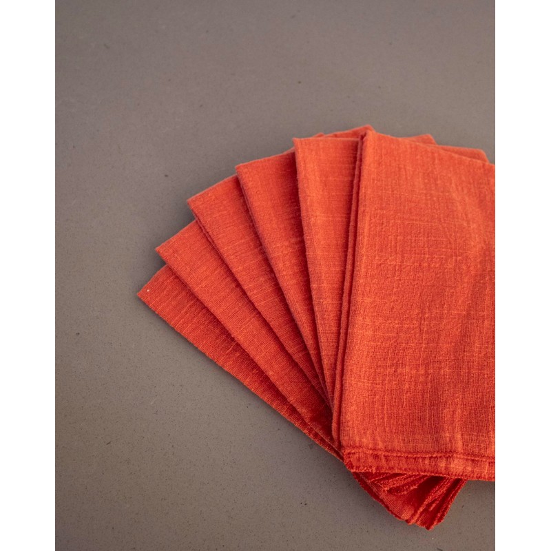 Generic Burnt Sienna Orange 100% Linen Cloth Cotton Square Napkins,