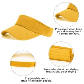 BLURBE Sun Visor Cap - Women Ponytail Baseball Cap, Sport Outdoor Plain Visor Hat, Adjustable Twill Golf Tennis Hats Yellow