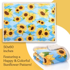 50x60 Inch Luxuriously Ultra Soft Bright and Cheerful Sunflower Throw Blanket - Beautiful Sunflower Decor for Bedroom or Living Room