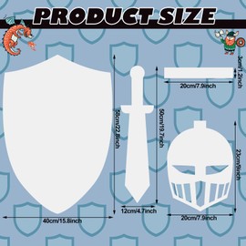 Mooliwe 36 Pcs DIY Knight Play Set Includes Blank Cardboard Shields and Swords Color Your Own Knight Mask with Handles for Painting Gift Crafts Play Castle Activities