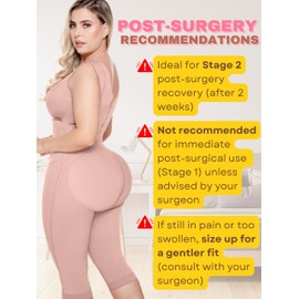 Sonryse S010 Fajas Colombianas Stage 1 Post Surgery BBL Tummy Tuck Lipo Compression Garment for Women Mocha 3XL