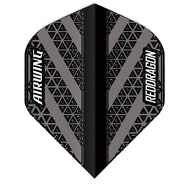 RED DRAGON Airwing Unique Moulded Black & Grey Standard Dart Flights 1 Set Per Pack (3 Dart Flights in total)