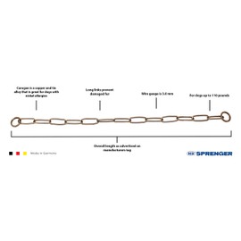 Herm Sprenger Curogan Long Link Fur Saver Dog Training Collar Hypoallergenic Nickel Free No-Pull Slip Chain for Small Medium Large Dogs for Easy Control Made in Germany 3mm 26in 66cm