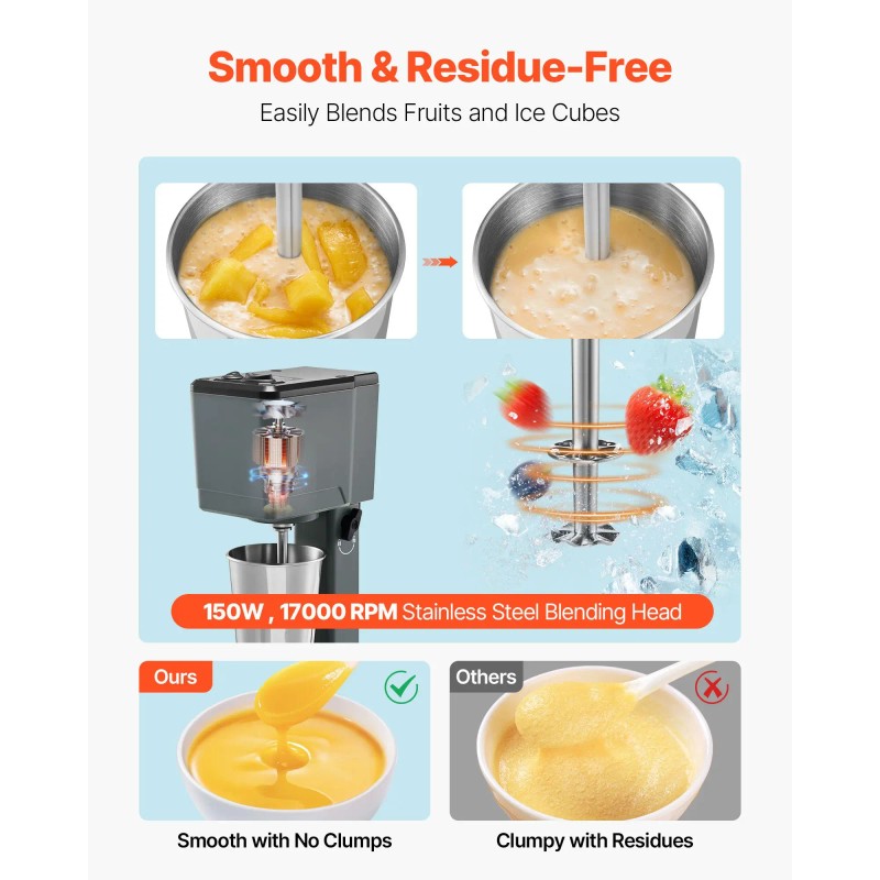 150W Electric Single Head Drink Mixer Blender Machine Dual Speed