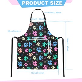XLSXEXCL Dog Grooming Waterproof Apron with 2 Pockets, Cute Puppy Pets Apron, Adjustable Painting Gardening Cooking Gift for Men Women (Colorful)