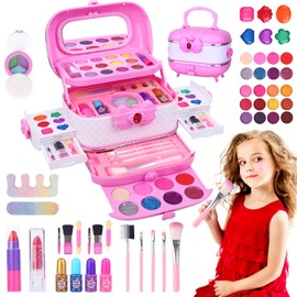 Children Cosmetic Toys Sets for Girls Age 4 5 6 7 8 9 10 11 12, 56Pcs IN 1 Washable Kids Princess Pretend Play Games Toy Kit, Dress Up Toys Presents Christmas Birthday Gifts for 4-12 Year Old Girls