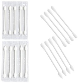 200 Pieces Biodegradable Cotton Buds, Double-Ended Cotton Swabs with Pointed & Round Tips, Paper Sticks, Individually Wrapped for Ear Cleaning, Makeup & Daily Use