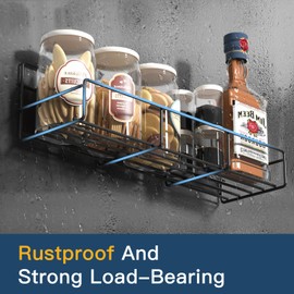 Zyerch 4 Pack Magnetic Spice Rack Organizer, Space Saver for Refrigerator and Microwave Oven, Metal Fridge Shelf, Black