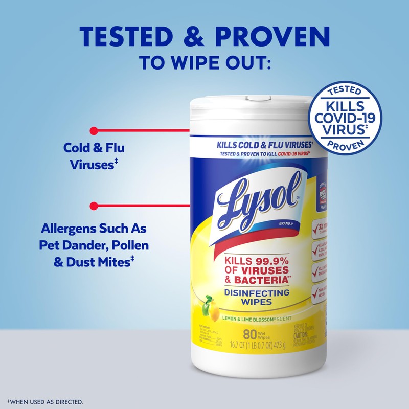 Lysol Disinfectant Wipes Bundle, Dorm Room Essentials, Multi-Surface Cleaning Wipes,