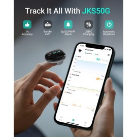 HOLFENRY 50G Ring Pulse Oximeter Fingertip | Continuous Oxygen Monitor Fingertip with Alarm O2 Pulse Oximeter Finger | Rechargeable Overnight Oximeter with Bundle APP & PC/Export Sleep Report