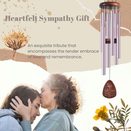 Memorial Wind Chimes for Loss of Mom - Sympathy Gifts, Bereavement Gifts in Memory of Loved One, 37" Purple