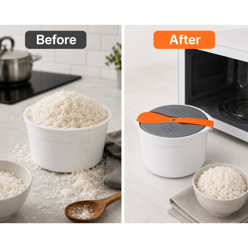 Microwave Rice Cooker for Home and Office - Multifunction Food