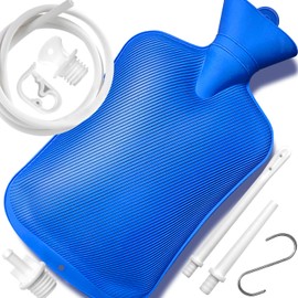 2 Quart Home Enema Bag Kit with Hose Tips and Water Flow Clamp - Colon Cleansing Enema Bag (Blue)