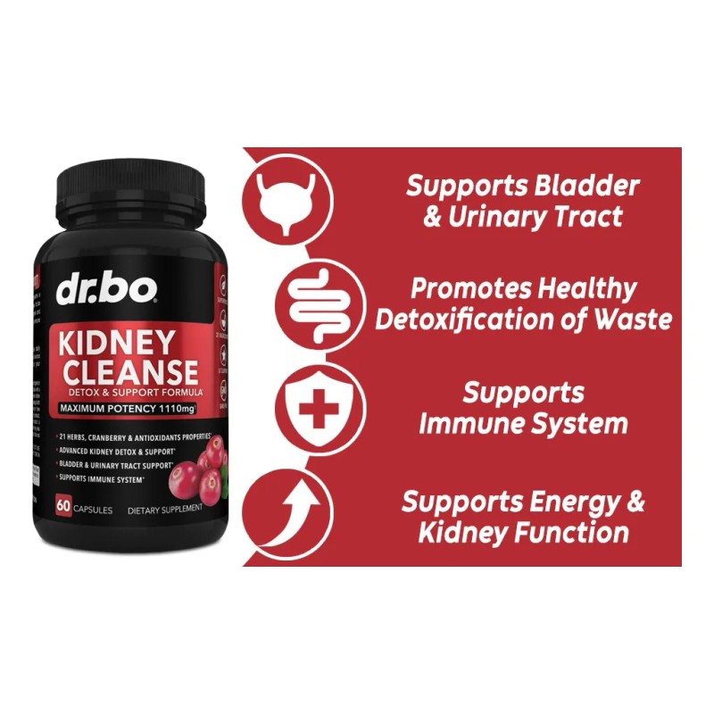 Dr. Bo Kidney Cleanse Limpieza De Riñones Detox 60 Cápsulas
