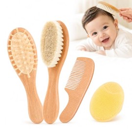 4PCS Cepillo para Bebe,Peine Recién Nacido,Cepillo para Bebe se Utilizan Masajear el Cuero Cabelludo Peinar el Cabello,Peine Tiene un Diseño Ergonómic