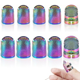 SAIIURV Pack of 10 Thimble Sewing Sewing Thimble Adjustable Thimble Copper Finger Protection Sewing Thimble Ring Metal Dazzling Bright Thimble Ring (Pack of 10)