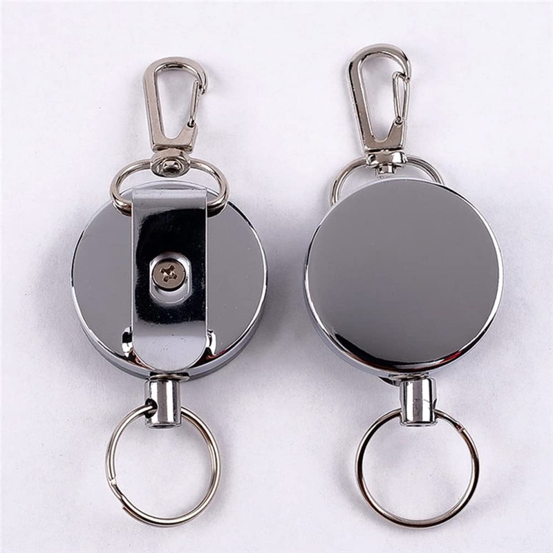 Orirya Reel Keychain, Strong Metal Wire, Keychain, Double Ring, Carabiner,