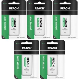 Reach Dental Floss, Waxed, Mint, 200 Yard (Pack of 5)