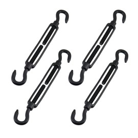 Nicerity 4 Pcs M8 Stainless Steel Turnbuckle Tension Hook and Eye Black Adjustable Wire Rope Tensioner Decorative Turnbuckles Hook for Garden Hanging Shade Sail Fixing