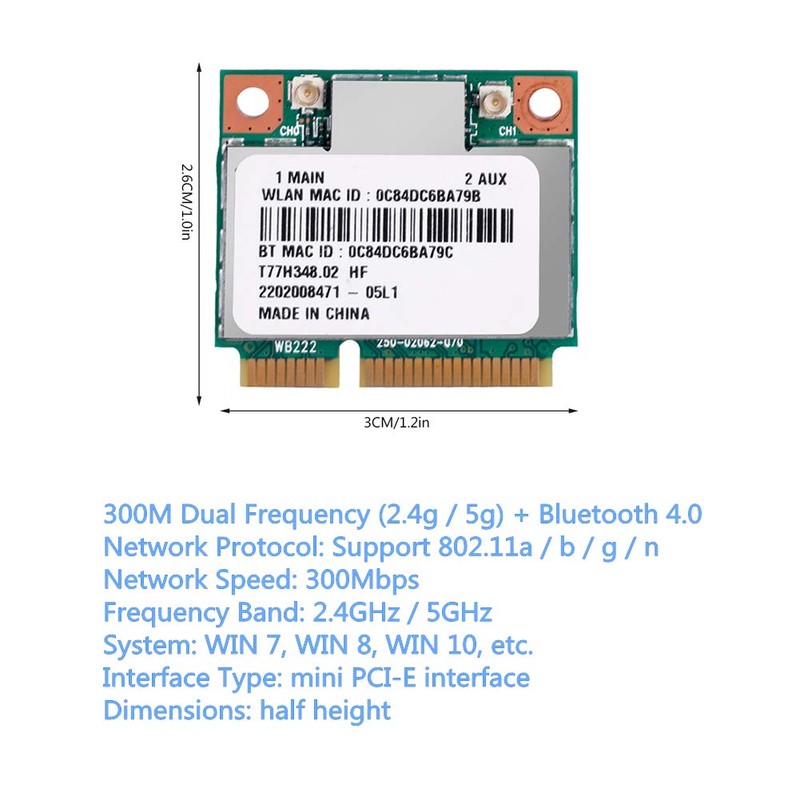 WIFI Card Network Atheros AR9462 AR5B22 Mini PCI-E 802.11N WIFI