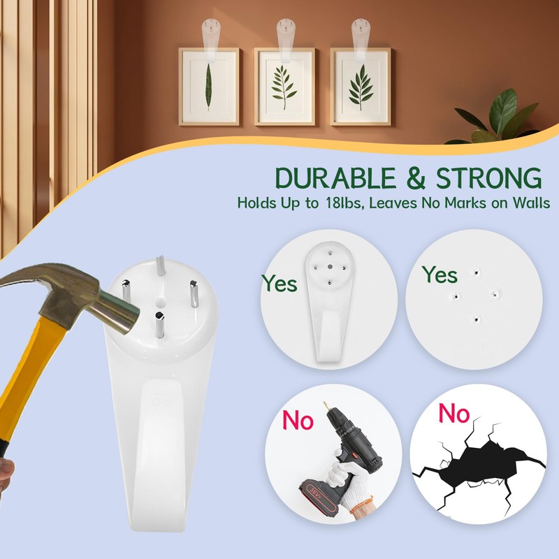 30 Pcs Upgraded Non Trace Picture Hooks –3-Size Set for