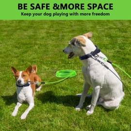 Dog Tie Out Cable 20FT-500Lbs,Heavy Duty Dog Leads&Tether for Yard with Swivel Hook,Small Large Dogs Leash Line for Outside,Rust Chew Proof Dogs Run Cable for Outdoor Camping (Green, 20FT)