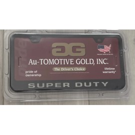 FORD SUPER DUTY License Plate Frame Stainless Steel BLACK- Au-Tomotive Gold