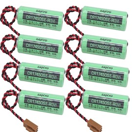 KANGLEUS Non-Rechargeable 2500mah CR17450SE-R 3V PLC Battery for FANUC A98L-0031-0012 CNC System Special Electronic Equipment etc +Plug (Pack of 8)