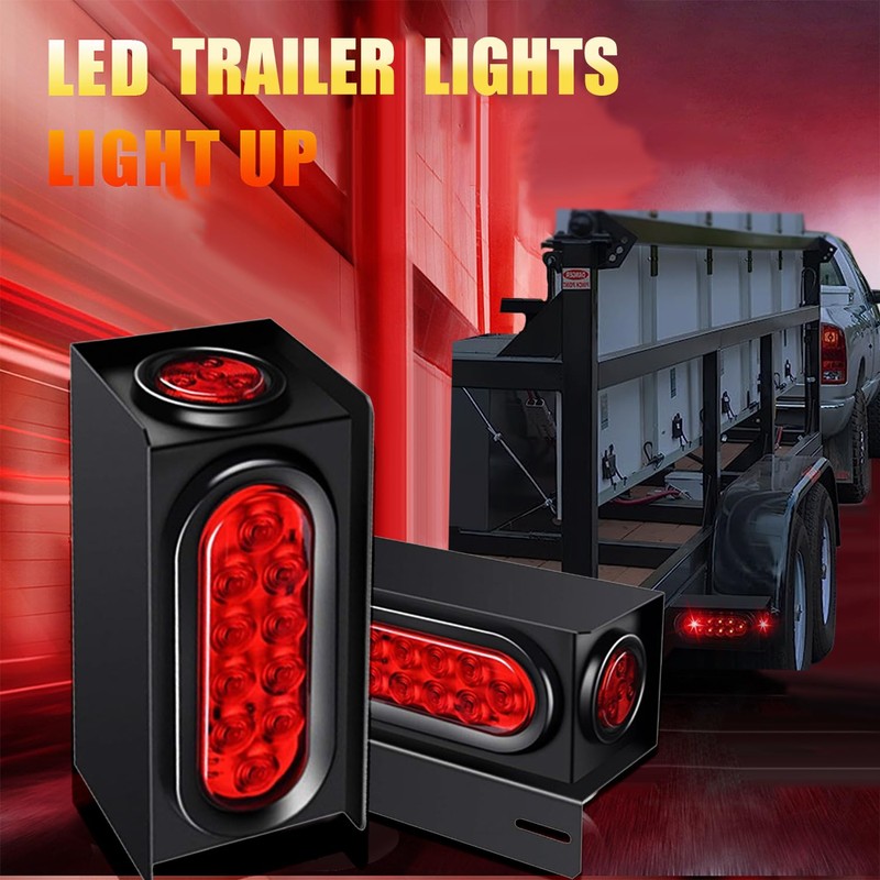 Supoika 2 Pack Steel Trailer Light Box with 6" Red