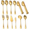 Ptwola 12PCS Gold Serving Spoons Utensils, Stainless Steel Flatware Cutlery