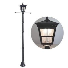 Kemeco ST4311BAH LED Cast Aluminum Solar Lamp Post Light with Arm for Outdoor Landscape Pathway Street Patio Garden Yard Driveway