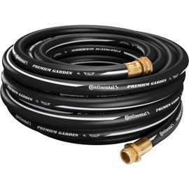 Continental Premium Garden Black Heavy Duty Cold Water Garden Hose, 5/8in Inside Diameter x 50ft Length, Male x Female Garden Hose Thread | Continental