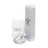 Kit de Bautizo Gris Con Cirio Vela Concha Pewter Toalla