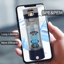 GOSOIT Hydrogen Water Bottle Alkaline Hydroen Water Generator Hydrogen Water Ionizer Hydrogen Water Maker Machine with SPE and PEM Technology 17Fl oz