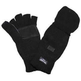 MFH Strick Fingerless Mittens - XL, Black
