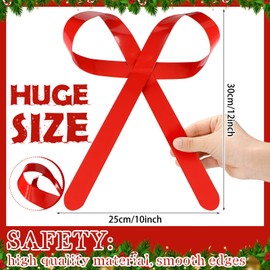 Daifunli 1 Pcs Large Christmas Metal Bow Tree Topper Ornaments with Clip Christmas Bow Decoration for Xmas Tree Topper Garland Wreath Indoor Outdoor Decor, 10 x 12''(Fashion,Red)