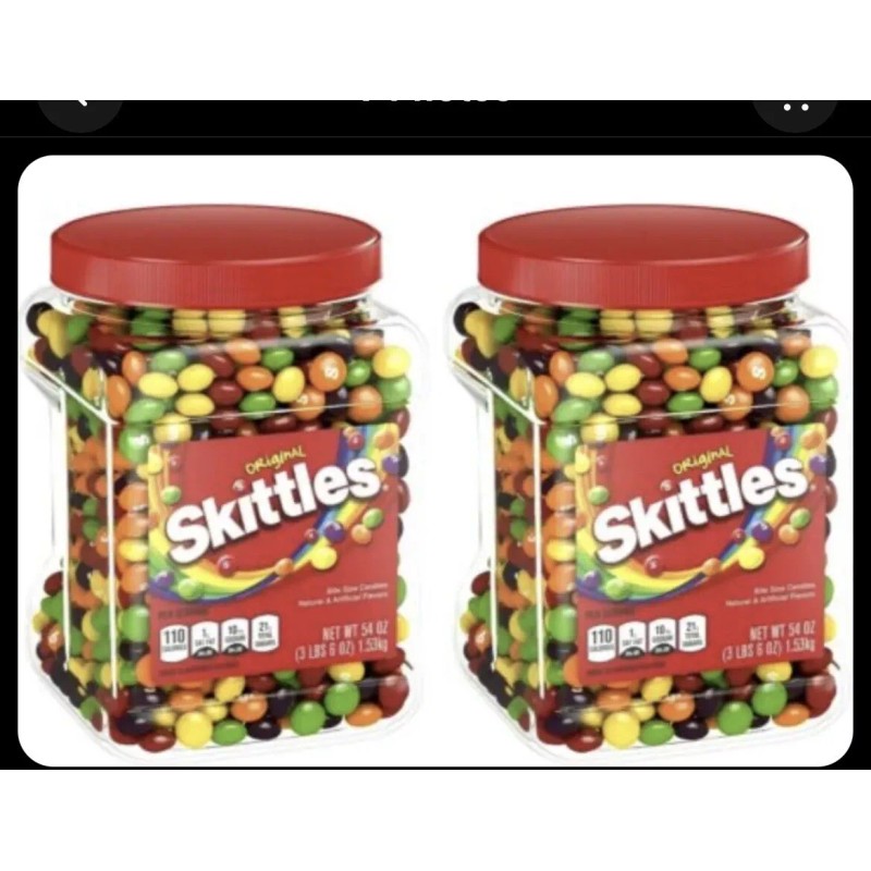 Skittles 2 Jars Skittles Original Fruity Candy Jar Bite Size