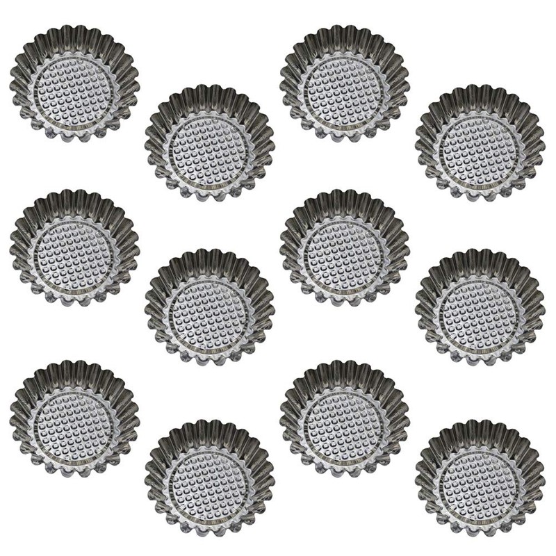 DOITOOL Baking Cup 12pcs Stainless Steel Round Lace Egg Tart
