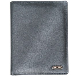 Felda Genuine Leather Passport Holder - RFID Protection and Credit Card Organizer - Metallic Navy Multi